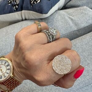 Jennifer Meyer Large Diamond Circle Ring 18K Yellow Gold $7,500 Disc 6.5